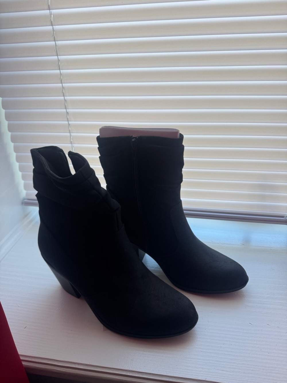 Women's Black Ankle Boots - Classic Suede Look